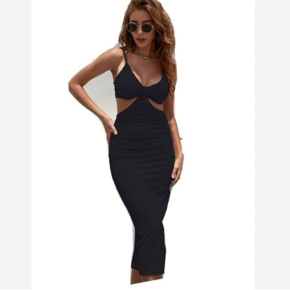 Miou Muse Dresses & Skirts - NEW Miou Muse | Ribbed Cutout Midi Dress